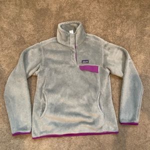 Patagonia retool sweater in grey/purple size M